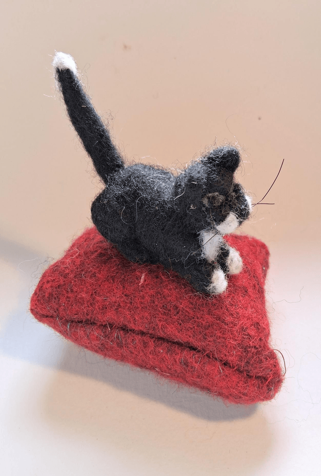 Needle Felt Mini Cats on Cushions