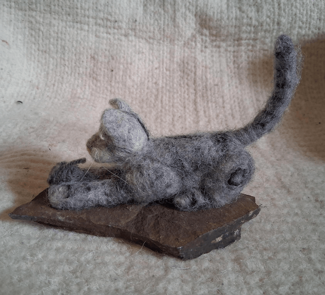 Needle Felt Cat Silver Tabby: Luna