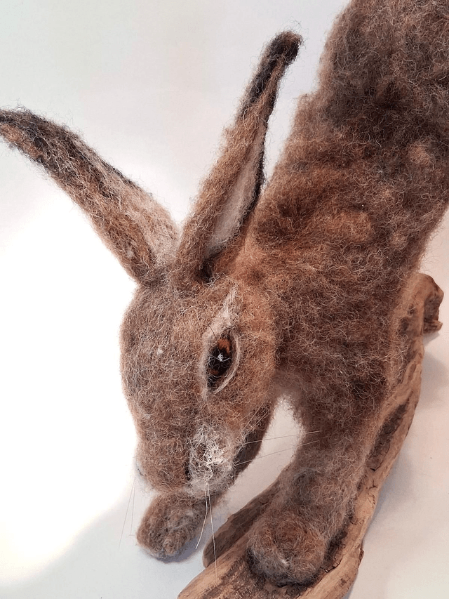 Needle Felt Leaping Hare MADE TO ORDER.