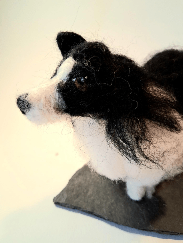 Needle Felt Border Collie Sculpture – Handmade Wool Dog Art Collectible