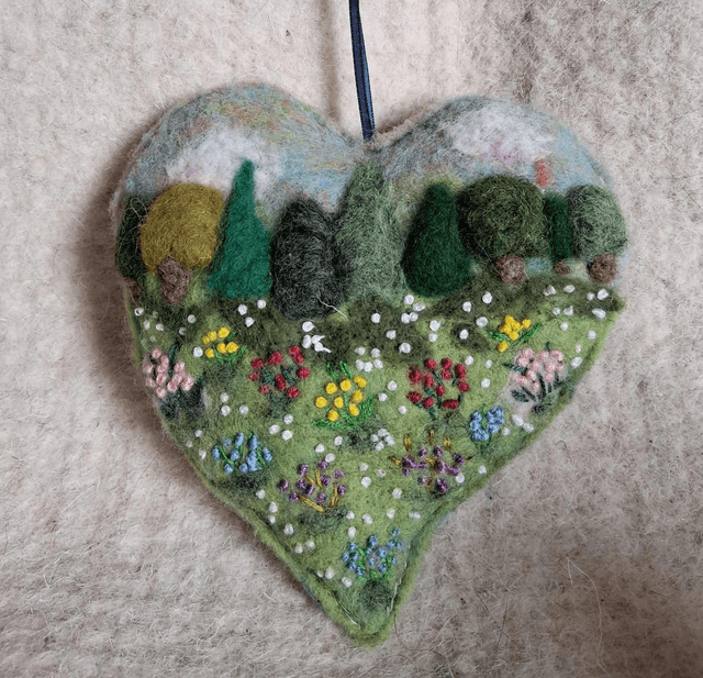 Needle Felt Wool Painted Lavender Bags Large