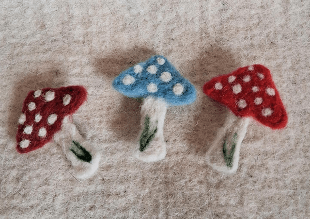 Needle Felt Fly Agaric Mushroom Brooch – Cottagecore Woodland Pin
