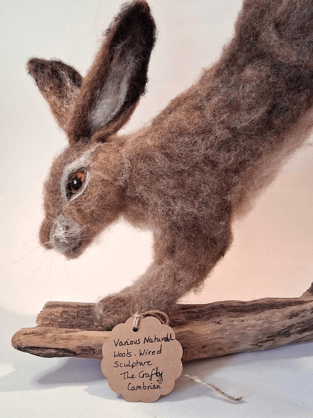 Needle Felt Leaping Hare MADE TO ORDER.