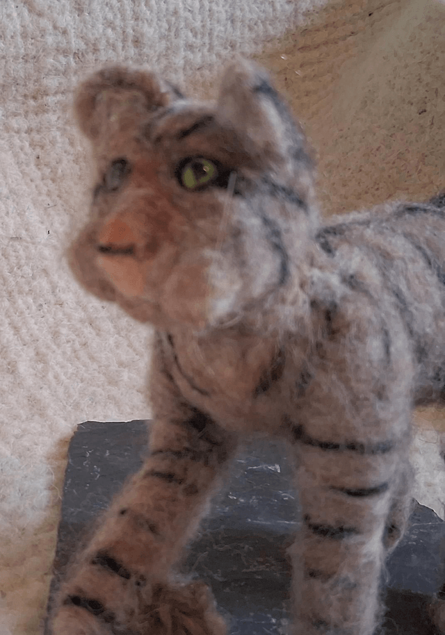 Needle Felt Cat Large Brown Tabby: Whiskers 