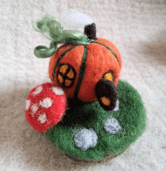 Needle Felt Smallworld Pumpkin House