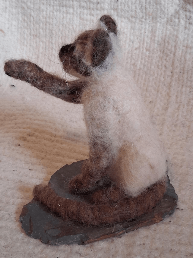 Needle Felt Cat, Siamese: The Paw of Pestering