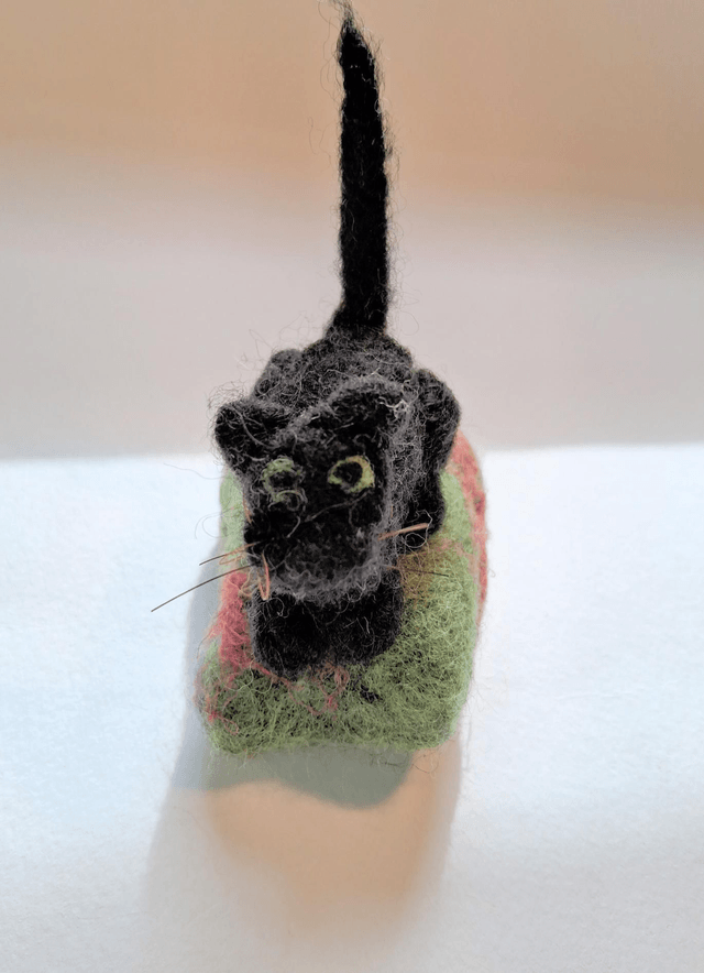 Needle Felt Mini Cats on Cushions