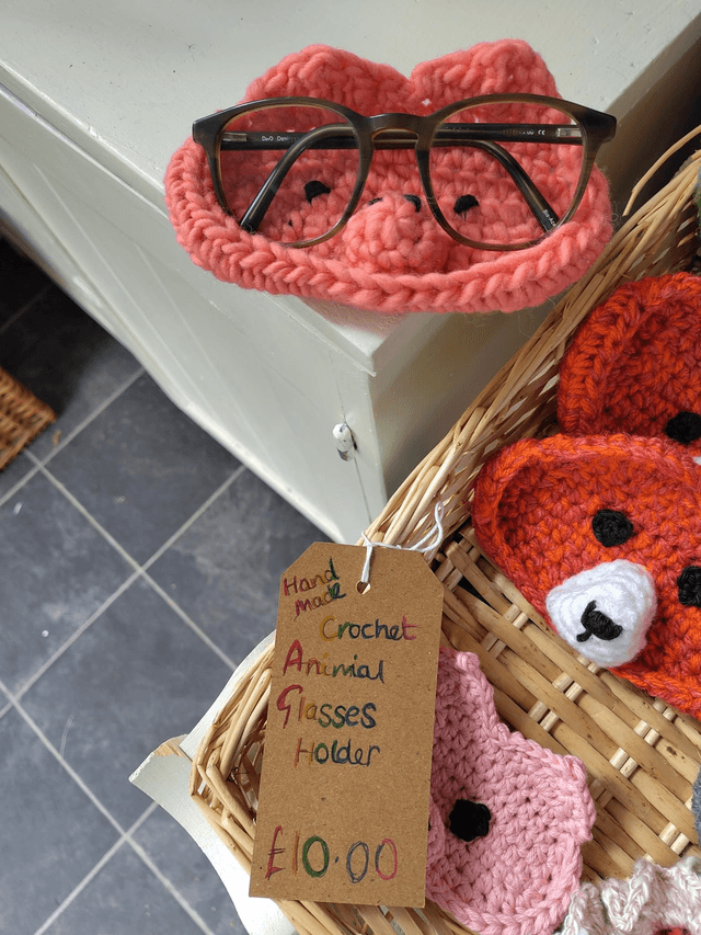 crochet crafts - Foxy or Wolfy Crochet Glasses Holder - Cute Snout Spectacle Stand for Kids & Adults