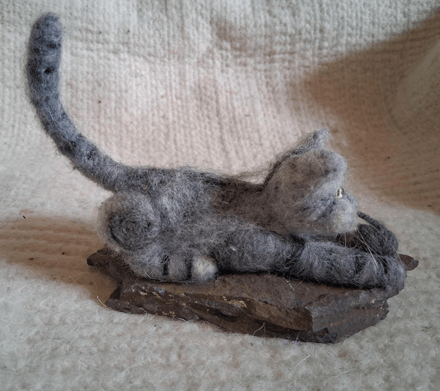 Needle Felt Cat Silver Tabby: Luna