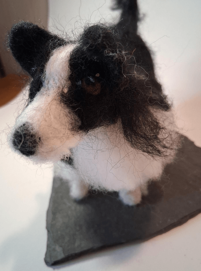 Needle Felt Border Collie Sculpture – Handmade Wool Dog Art Collectible
