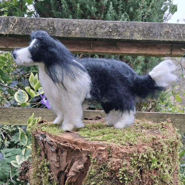 Needle Felt Border Collie Sculpture – Handmade Wool Dog Art Collectible