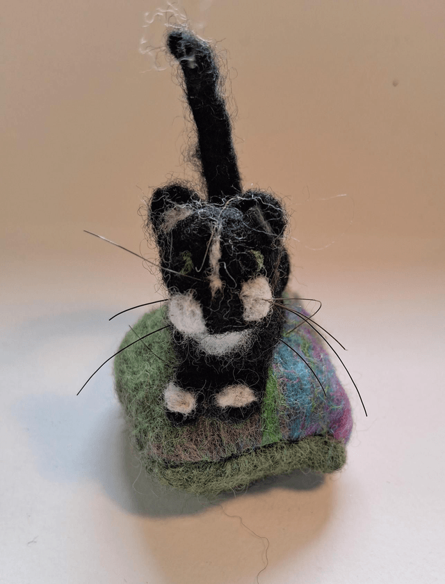 Needle Felt Mini Cats on Cushions