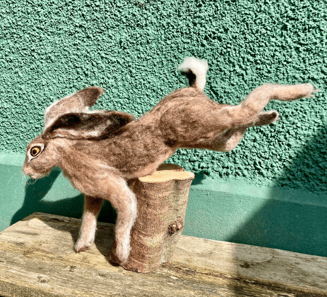 Needle Felt Leaping Hare MADE TO ORDER.