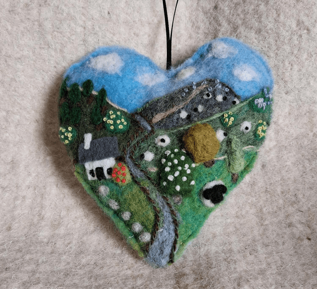 Needle Felt Wool Painted Lavender Bags Large