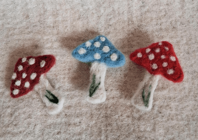 Needle Felt Fly Agaric Mushroom Brooch – Cottagecore Woodland Pin